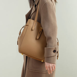 Soft Leather Shoulder Bag with Double Straps for Daily Use