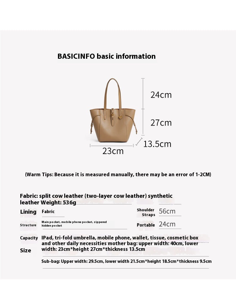 Wing-Shaped Genuine Leather Shoulder Bag in Loquat Brown