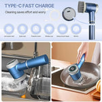 5-in-1 Electric Cleaning Brush with interchangeable heads for effortless home cleaning