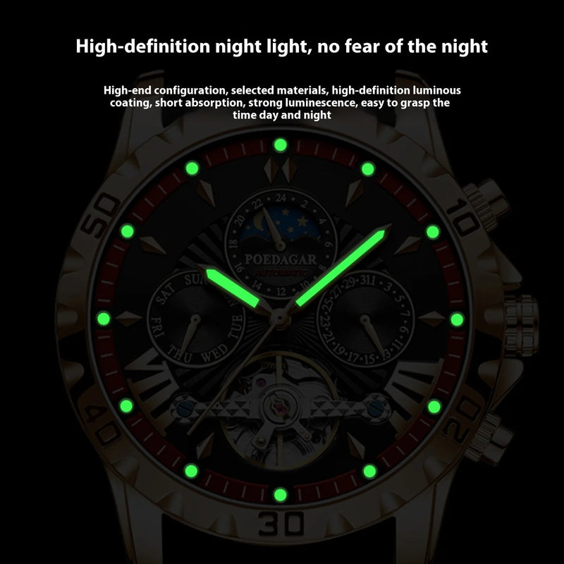 Close-up of 1410 men’s fashion watch with circular black dial