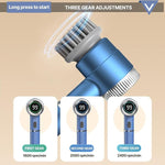 Multi-purpose electric cleaning brush set with flat, rounded, and corner brush heads