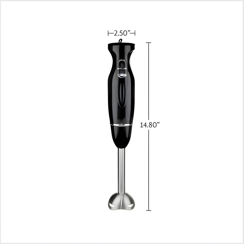 Hand blender mixing smoothie in a glass with multi-speed control