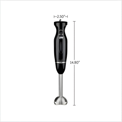 Hand blender mixing smoothie in a glass with multi-speed control