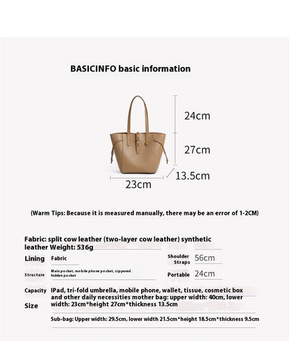 Wing-Shaped Genuine Leather Shoulder Bag in Loquat Brown