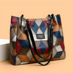 Retro geometric tote bag for women in yellow – stylish and spacious design