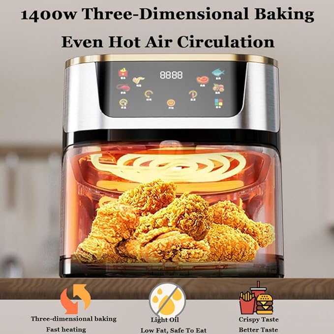 Say Goodbye to Grease! The Ultimate Stainless Steel Visual Air Fryer for Healthy, Crispy Cooking!